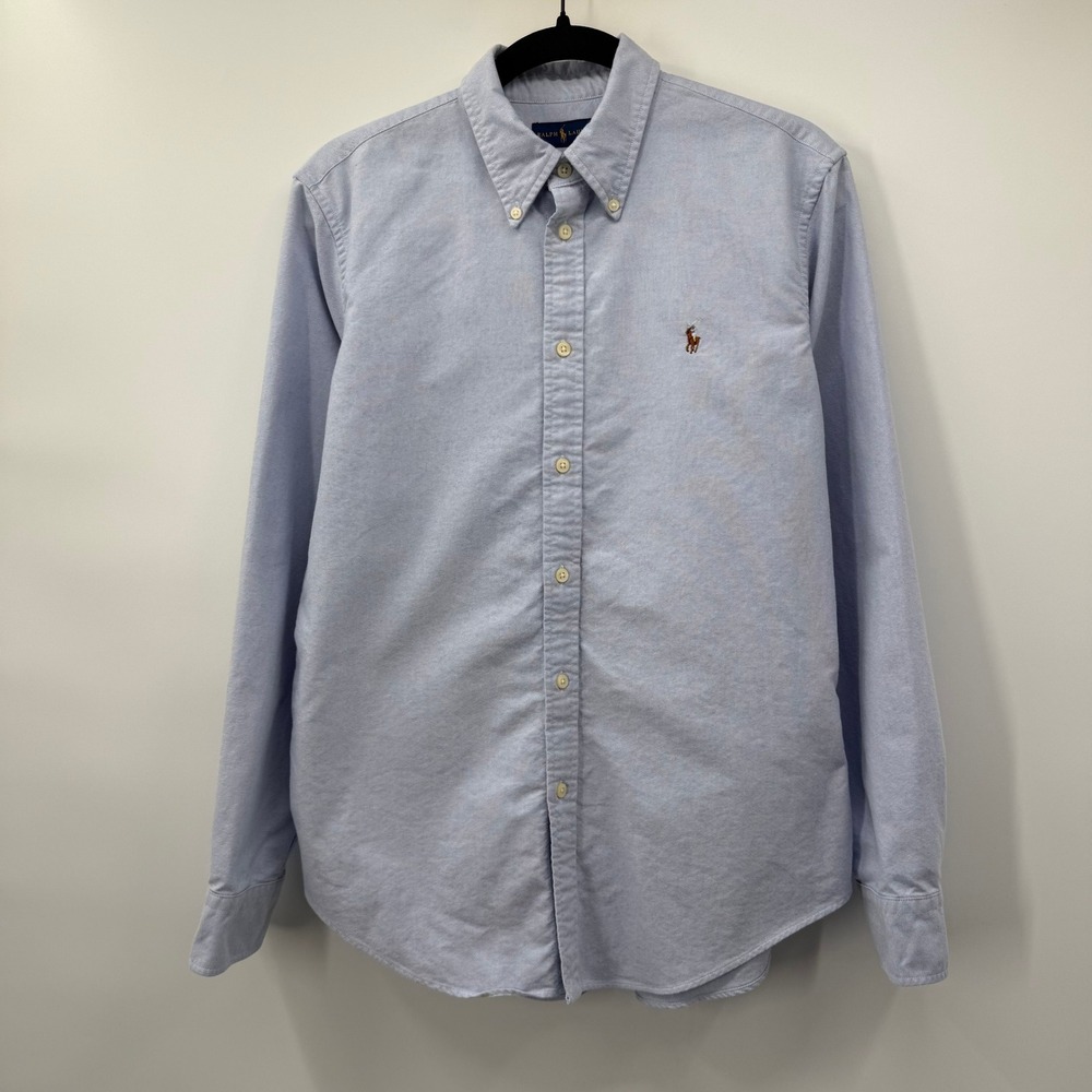 Ralph Lauren Mens Large Button Down Shirt Light Blue Oxford Long Sleeve Pony